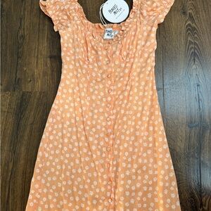 Princess Polly Peach Floral Button-Front Dress